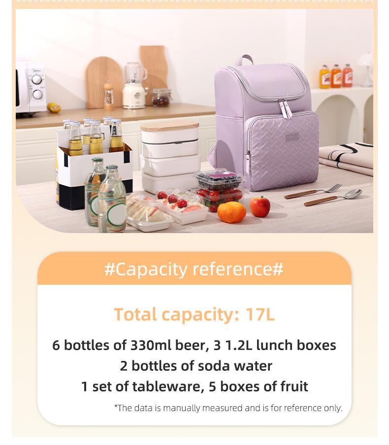 17L Large Capacity Picnic Backpack，Women's Insulated Lunch Backpack，Men's Waterproof Hiking Backpack Cooler Soft Cooler Bag for Picnic Camping