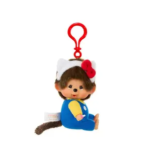 Monchhichi x Hello Kitty Big Head 4.7" Plush Keychain