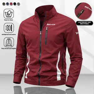 Men’s stand-collar windproof sports jacket made from lightweight, wrinkle-resistant, easy-care fabric; stylish multi-pocket design with a retro sporty look; versatile for multiple occasions; ideal as a lightweight jacket for autumn and summer.
