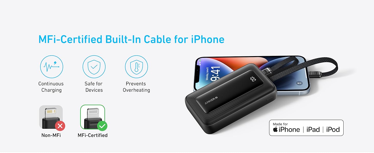 Anker Zolo Power Bank, 20,000mAh and 10,000mAh 30W Max Fast Charging with Built-In USB-C and MFi-Certified Lightning Cables, For iPhone 15 Series, MacBook, and More Anker Zolo Power Bank, 20,000mAh and 10,000mAh 30W Max Fast Charging with Built-In USB-C and MFi-Certified Lightning Cables, For iPhone 15 Series, MacBook, and More