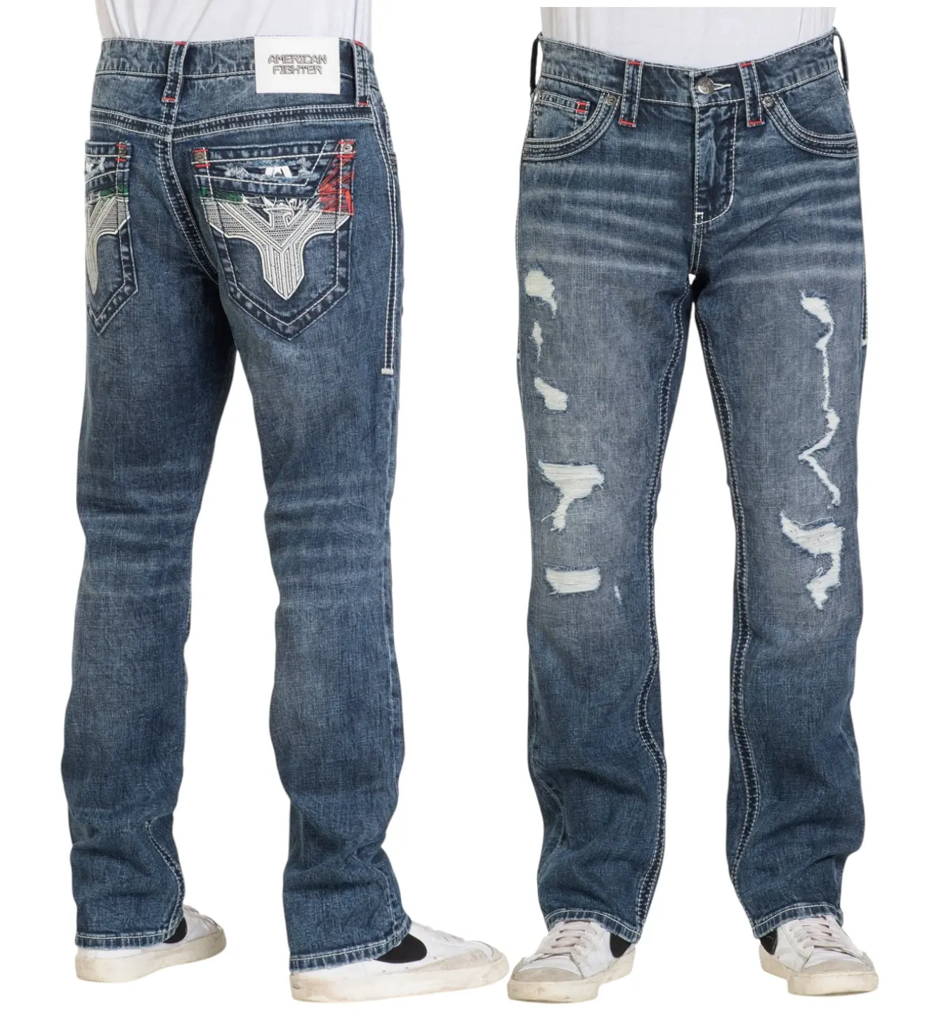 American Fighter Striker Seaman Men's Jeans - Relaxed Fit Casual Menswear Denim with Mid Waist & Cotton Spandex Stretch, Cotton Blend