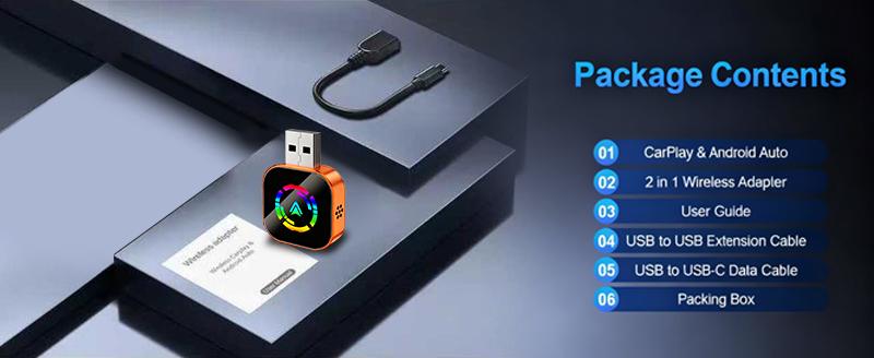 【Yurnlv】X New 2026 CarPlay wireless CarPlay adapter for iPhone/Android, Orange, fast connection,  hands-free calls, wireless adapter, electronic charger, CarPlay adapter