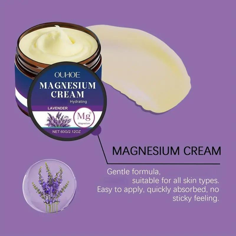 Buy One Get One Free Lavender Magnesium Cream with Scraping Board, Contains Hyaluronic Acid and Coconut Oil, Moisturizes, Smooths, Firms Skin, Suitable for Hands, Feet, and Abdomen, Daily Skincare, Body Lotion, Moisturizer