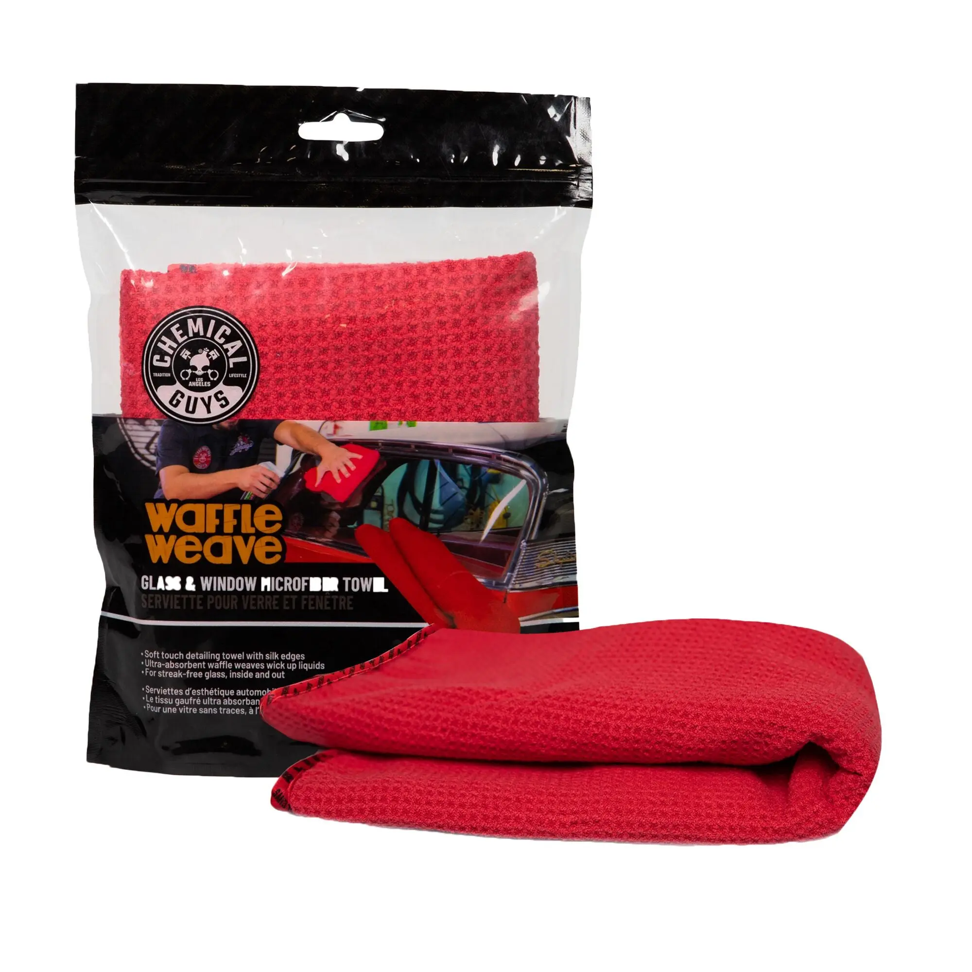 Chemical Guys Grooved Waffle Weave Microfiber Wipe - Soft Cleaning Towel, Lint-Free, Streak-Free, Super Absorbent, Machine Washable for Car Detailing, Daily Car Care