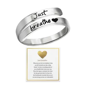 Women's Heart Ring, Spiral Wrapping Healing Ring, Adjustable Inspirational Ring, a perfect gift for friends and sisters.