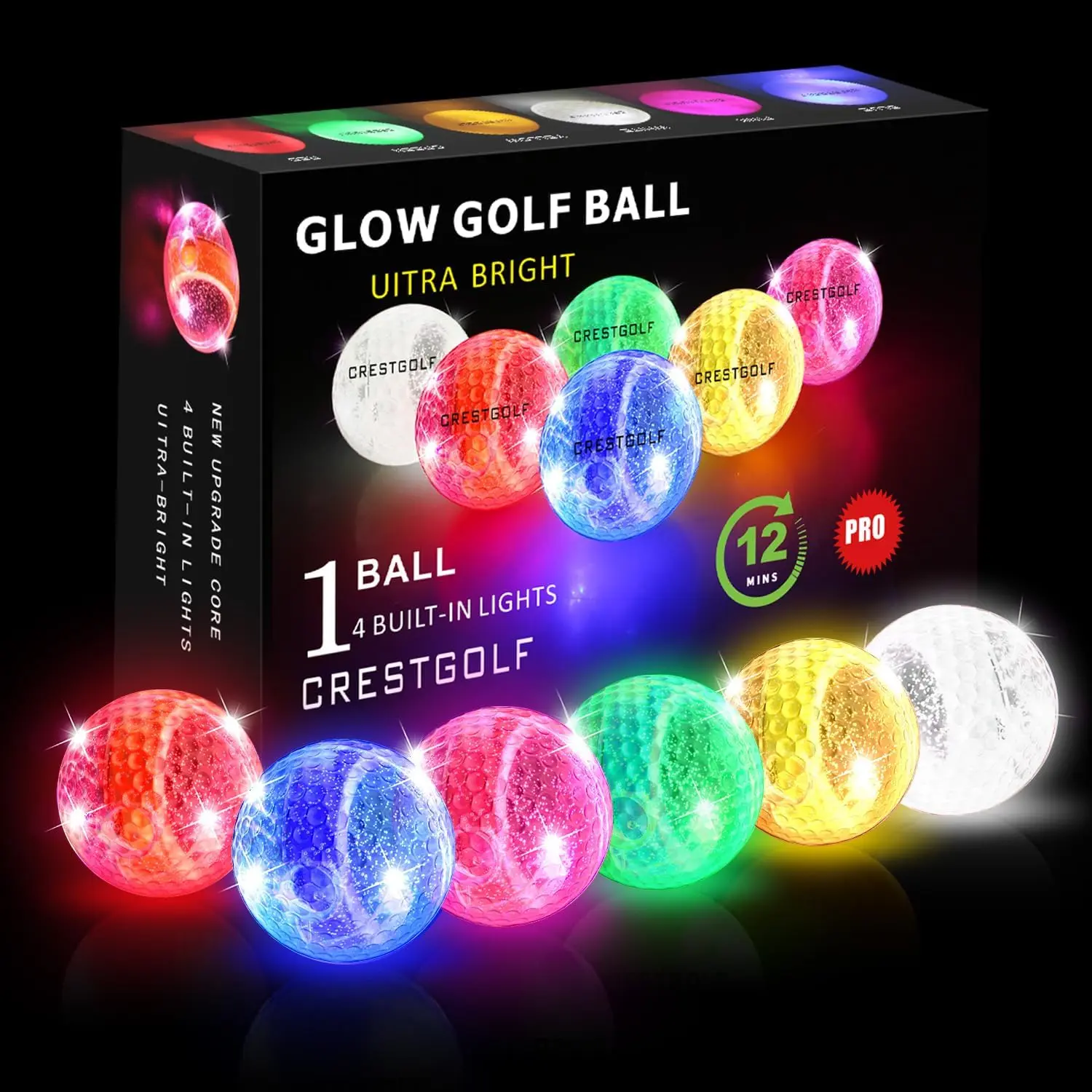 Glow in The Dark Golf Balls Light up Led Golf Balls Night Golf Gift Sets for Men Kids Women 6 Pack