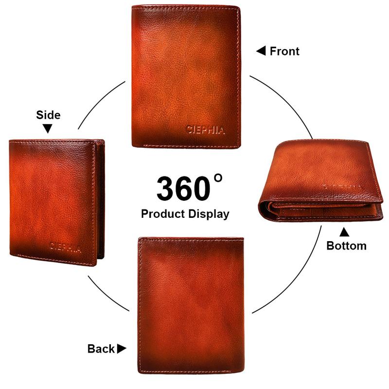 CIEPHIA RFID Blocking Cowhide Leather Wallet with 12 Card Slots 1 Coin Pouch & 2 Deep Cash Pockets for Men Anti-Theft Design, Perfect Gift for Him trendy wallet