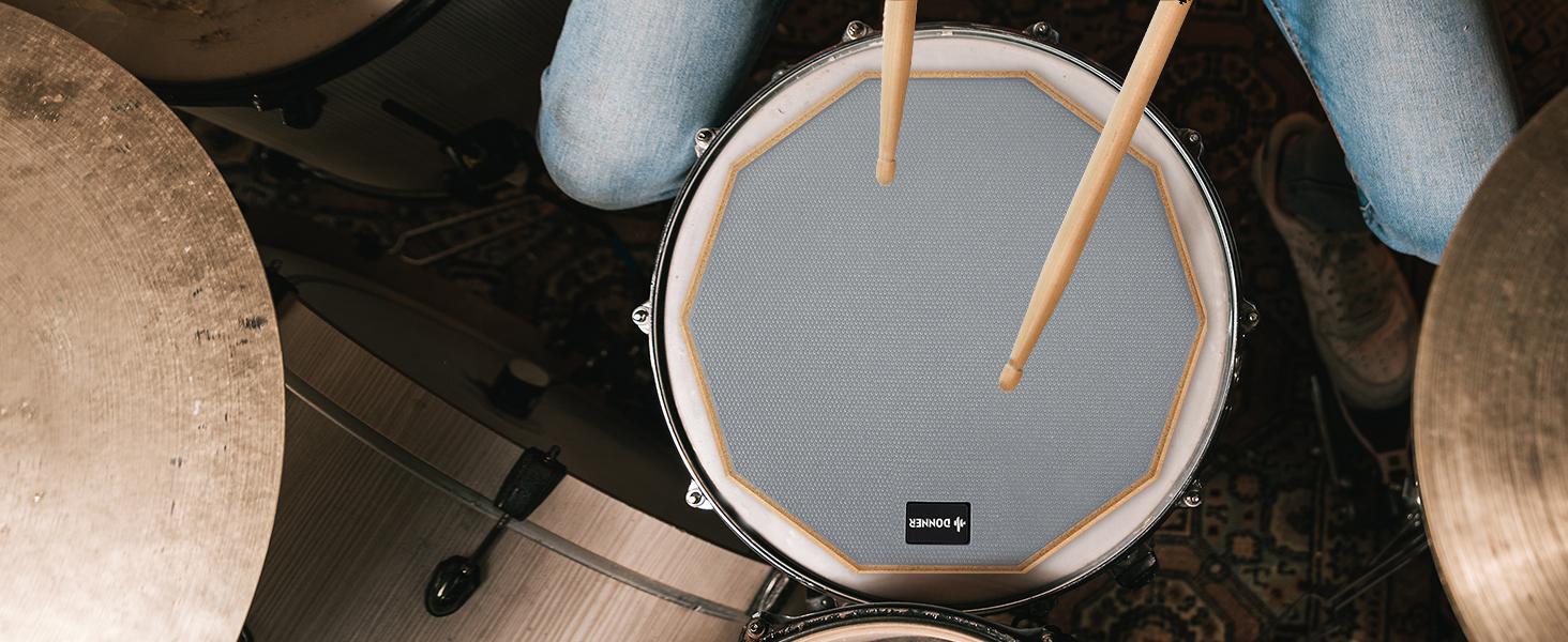 Donner Drum Practice Pad 8 Inches, Silent Practice Drum Pad 2-Sided With Drum Sticks - Gray/Blue Donner Drum Practice Pad 8 Inches, Silent Practice Drum Pad 2-Sided With Drum Sticks - Gray/Blue