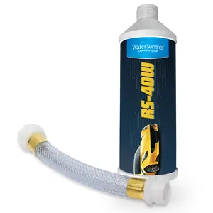 WaterSentinel RS-40W Car Wash Inline Multi-Stage Water Conditioner Filter for RV Boat Home with Phosphate Filter & Reusable Blue Caps