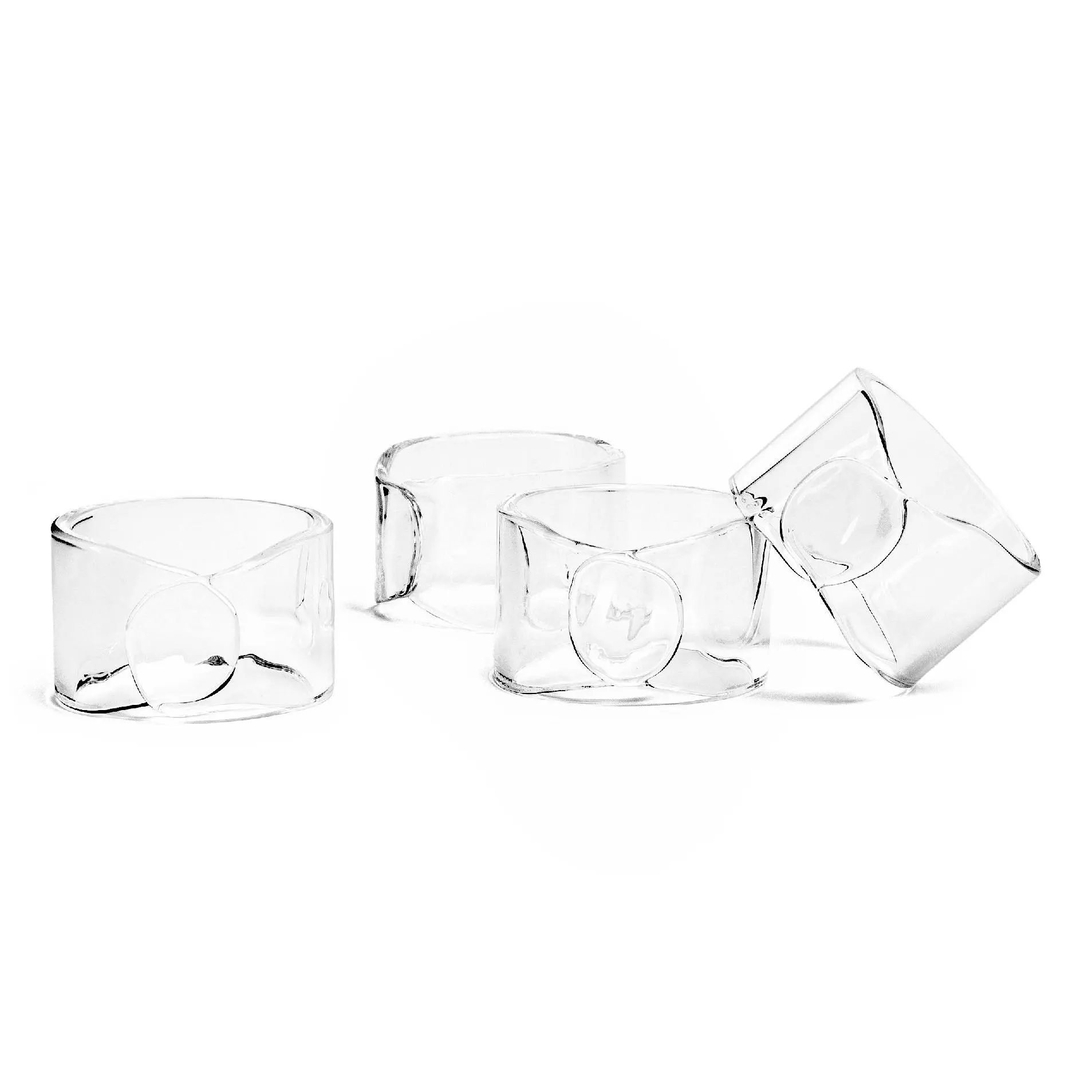over&back Set of 4 Wide Hand-Shaped Glass Napkin Rings