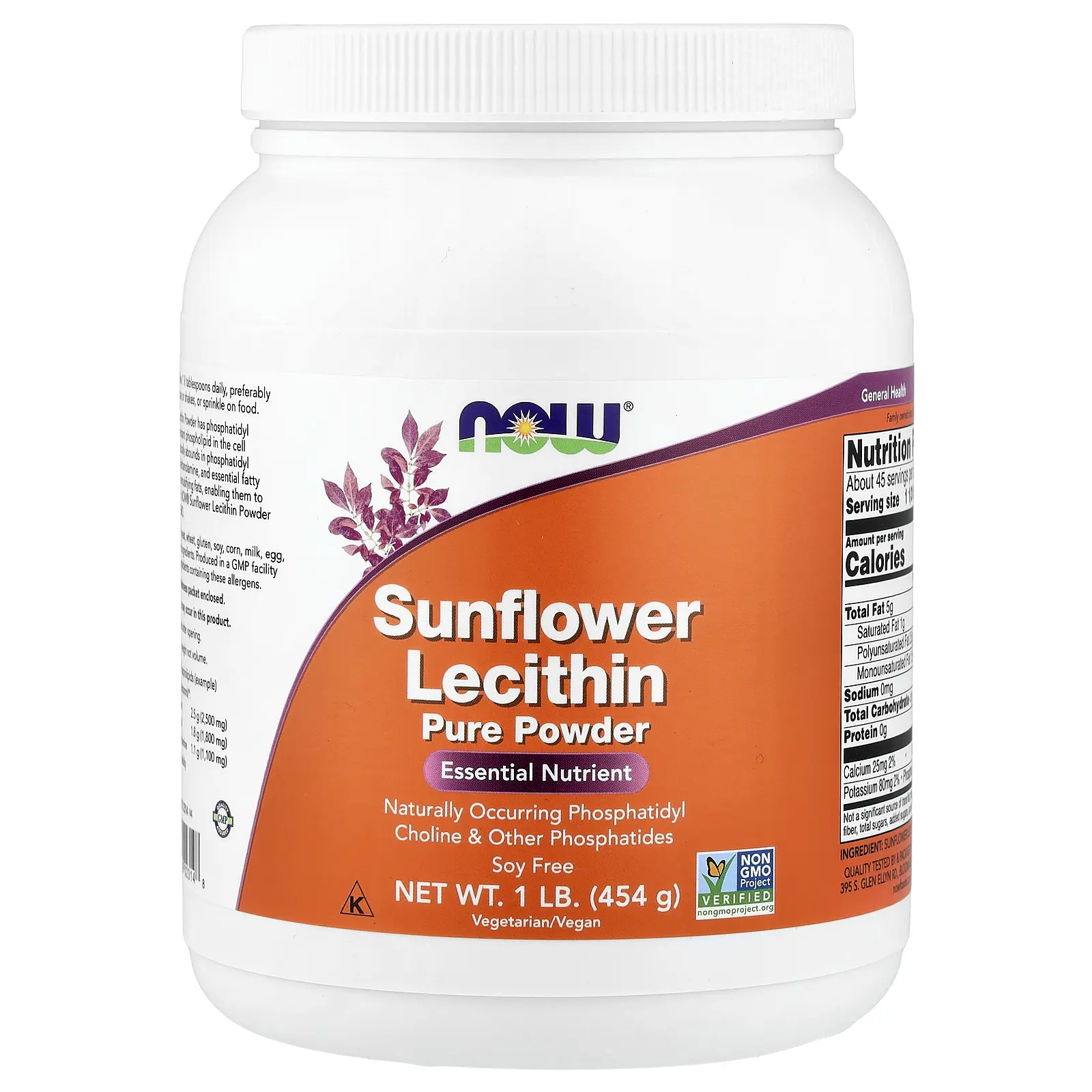 NOW Foods Sunflower Lecithin Pure Powder, 1 lb (454 g)