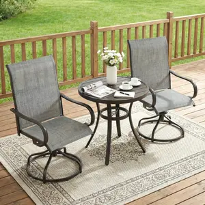 Arlopu Patio Swivel Chairs Set, Outdoor 360° Rocker Dining Chairs W/ 24" High Back & Ergonomic Armrest, All-Weather Textilene Furniture W/Heavy-Duty Frame, for Lawn, Garden, 330LBS