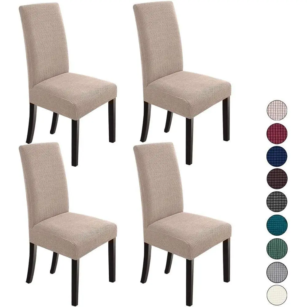 NILUOH Waterproof Dining Room Chair Cover Set of 4, Stretch Jacquard Parson Chair Slipcover Removable Washable Chair Protector for Home, Restaurant, Banquet