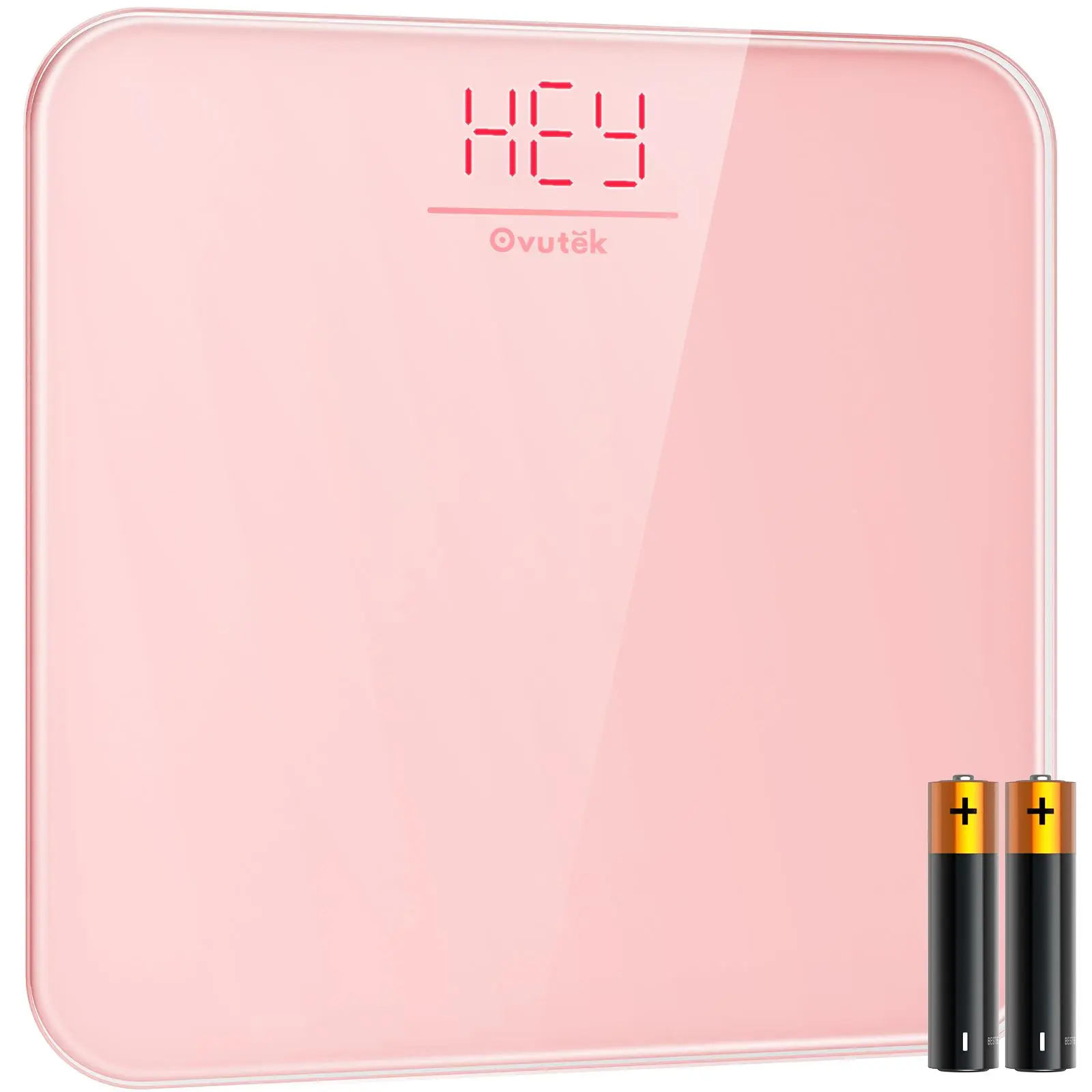OVUTEK Bathroom Scale for Body Weight, Highly Accurate Digital Weighing Machine for People, Upgraded Batteries Included, Compact Size, LED Display, High Standards Sturdy Tempered Glass, 400lb, Pink,back to school