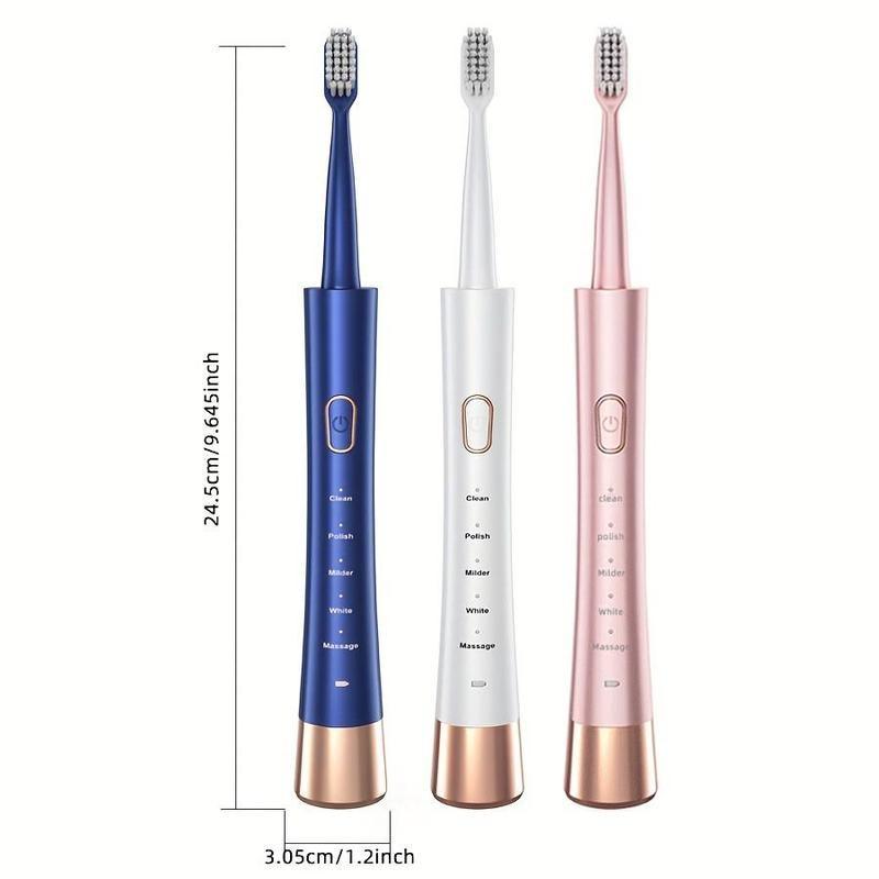 Sonic Whitening Toothbrush , 3 Brush Heads, Wireless Charging, Lightweight, Waterproof, Rechargeable Electric