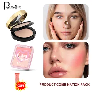 Double Layer Matte Compact Powder&Dual Colors Multi Purpose Watery Glossy Blusher Balm, Long-Lasting Oil-Control & Brightening, Two-Layer Different Colors Design, Buildable & Blendable, Complimentary lip balm, The Best Gift For Family And Friends