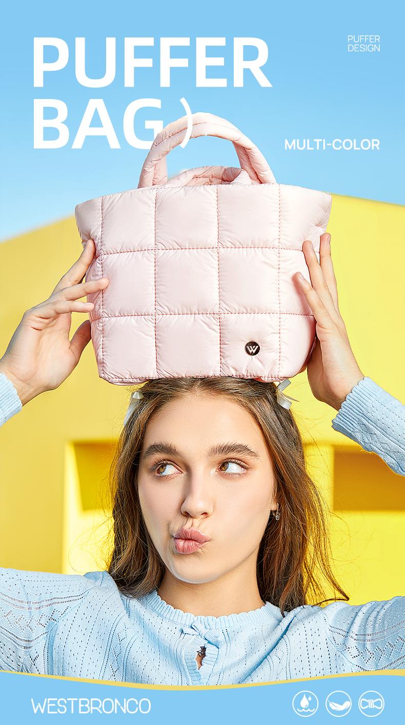 WESTBRONCO TikTokShopSpringGlowUp PUFFY SMALL TOTE PURSE 2026 Trendy Puffer Bag Women Lightweight Bag Spring Fashion Crossbody Bag Purse Women Handbag for Mom Girl Waterproof Gym Fashion Bag Gift for Her SpringStatements