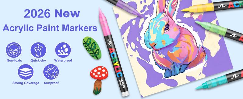 Acrylic Paint Markers - 36 Color pc Marker Pen Set, Artist Fine and Soft Brush Tip Marker for Rock Painting, Books Coloring, Note Taking, Card Writing, Ston Graffiti, DIY Crafts, Drawing Art Supplies Kit, Professional Art Pen Set, Valentine's Day Gifts