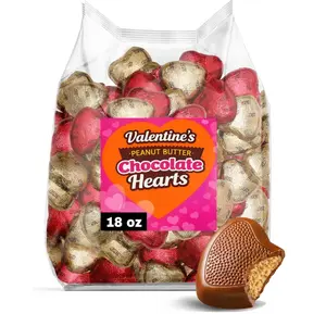 Bulk Valentines Milk Chocolate Peanut Butter Hearts - 18 oz, Individually Wrapped Valentine's Day Chocolate Candies for Classroom Exchange, Parties, Gift Bags & Candy Bowls