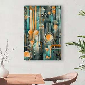 Pictorem C1RC2436EDW8UP 24 x 36 in. Astrological Machinery - Turquoise Canvas Wall Art