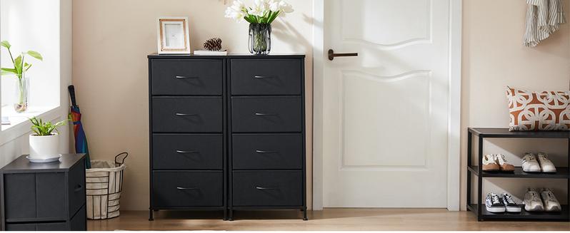 Dresser for Bedroom, Storage Drawers, Skinny Fabric Storage Tower with 4 Drawers