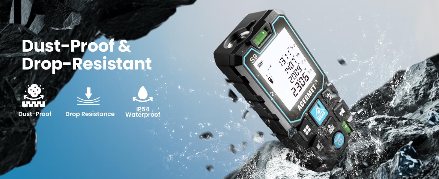 ACEGMET Laser Measure S9 , 229ft Laser Measurement Tool, Room Laser Measuring Tool with 2 Bubble Levels, LCD Backlit Display, IP54 Waterproof, Pythagorean Mode for Distance, Area, Volume,for Men gift  TikTokShopHolidayHaul