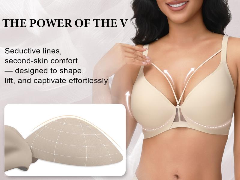 VRCOMFY Womens Wireless Bras Push Up Support Full Coverage Bralettes No Underwire Bra Comfortable Seamless Everyday Bra Sexy Lingerie for Party