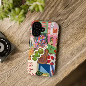 Retro Disco Party & Martini Olives Aesthetic Collage Phone Case for iPhone 17 16 15 14 13 12 11 Pro Max Plus & Samsung Galaxy S26 S25 S24 S23 S22 Ultra