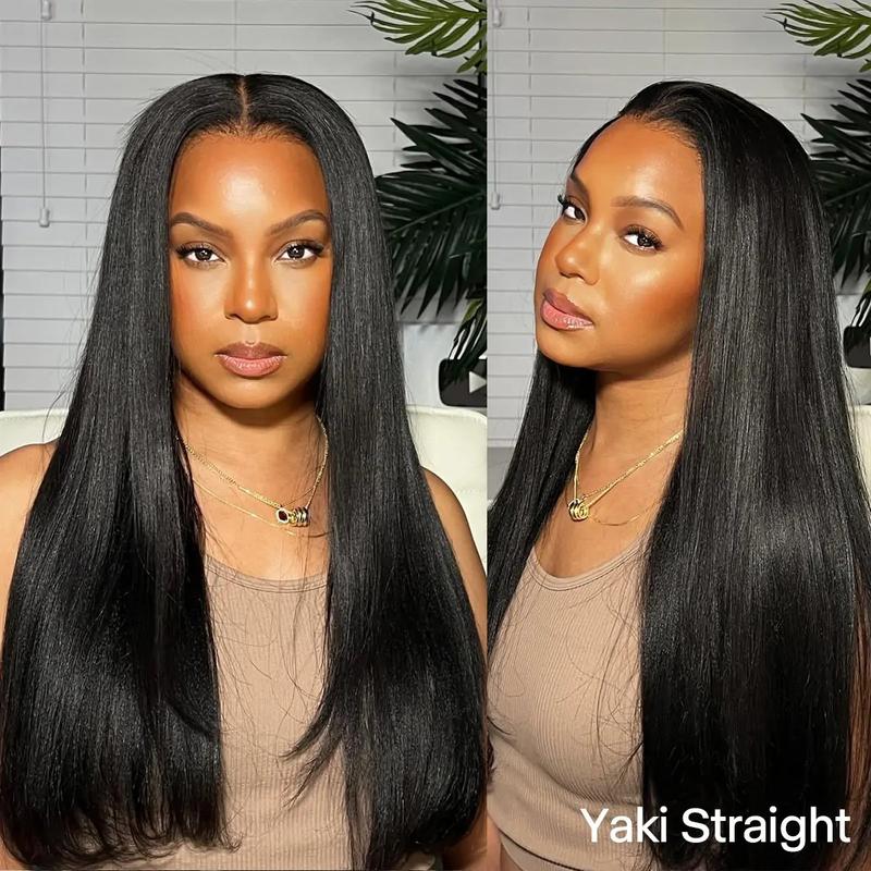 Tinashe Layers U Part Butterfly Loose Body Wave & Yaki Straight & Straight Human Hair U Part Wigs Real Scalp Beginner Friendly Natural Color Wigs Black Friday Christmas Gift