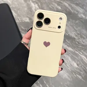 Simple Heart Pattern Phone Case Ultra Skin Friendly Touch All Inclusive Lens Compatible with Apple iPhone 17 16 15 14 13 12