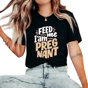 Cool and Comfortable Maternity Tee for Women – Black with Stylish Print and Stretchy Fit