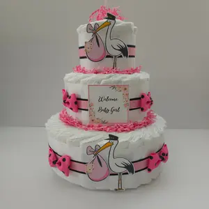 Stork Baby Girl Diaper Cake