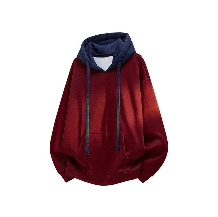 Men's Autumn And Winter Vintage Colorblock Patchwork Loose Fit Couple Hoodie, Men's Everyday Wear, Soft And Comfortable, Loose Versatile Warm Long Sleeve Hooded Jacket, Men's Hoodie