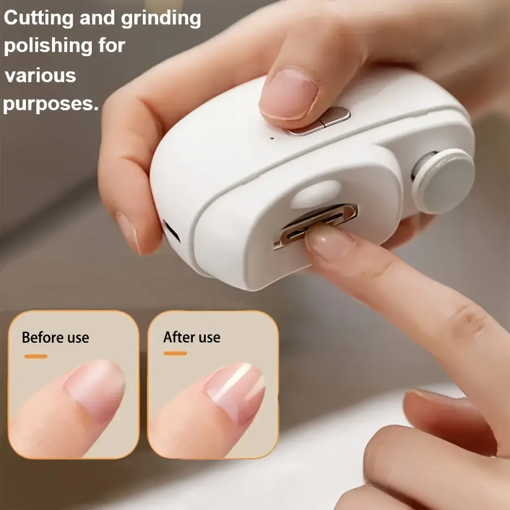 Professional Electric Nail Clipper with Polishing, Filing, Trimming, Shaping Tools - Automatic, Compact, Rechargeable, Adjustable Speeds, Nail Scrap Storage, White Beauty Products for At-Home Use, Cuticle Care & Travel Use, Manicure, Nail Care