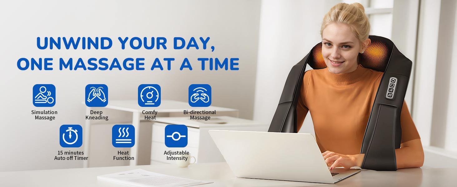 Cotsoco Shiatsu Neck Massager with Heat, Back Shoulder Massager Deep Kneading, Comfort Electric Massager for Home Office Car Use, Gift for Women & Men, Valentine's Day gifts