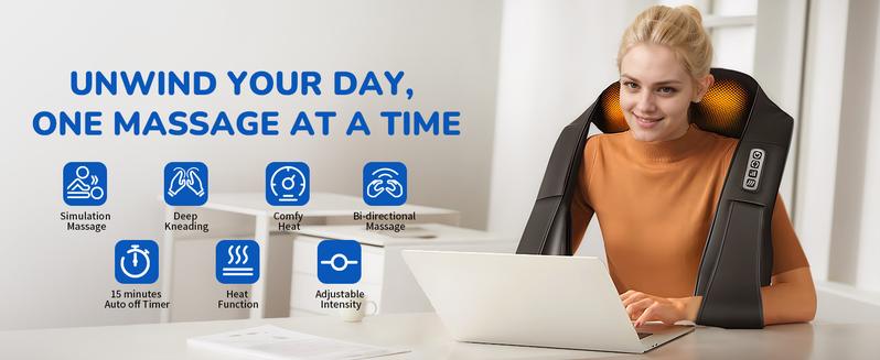 Cotsoco Shiatsu Neck Massager with Heat, Back Shoulder Massager Deep Kneading, Comfort Electric Massager for Home Office Car Use, Gift for Women & Men, Valentine's Day gifts