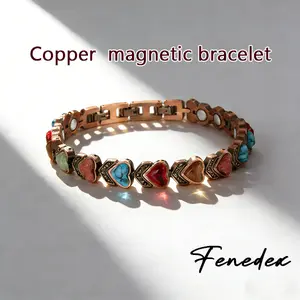 A Gift of Wellbeing: The Fenedex Copper Heart Bracelet. Adorned with natural colorful gems, it helps soothe discomfort, promote better sleep, and improve energy flow. An ideal, skin-friendly present for her on any gifting occasion.
