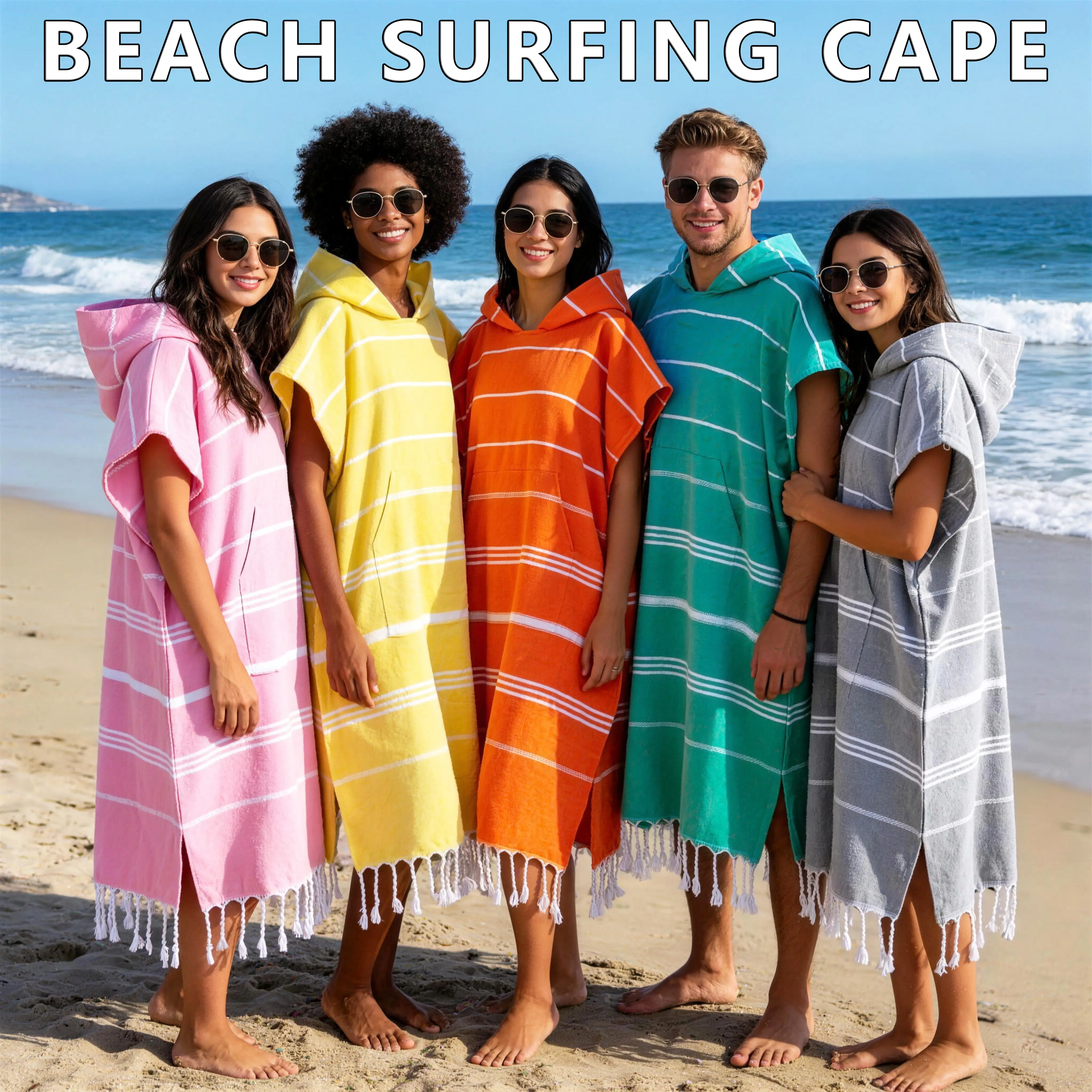 Cover Up  Surfing cape, diaper changing towel, beach surfing cape, swimming robe with pockets, large-sized towel fabric, swimming coverall, men's and women's towel cape, hooded sweater