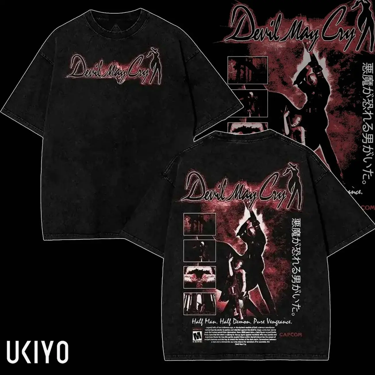 Devil May Cry Dante T-Shirt Tank Top Vintage Washed Heavyweight Fleece Graphic Sweatshirt Anime Game Printed Oversized Pullover Gamer Apparel Gift 0IZ
