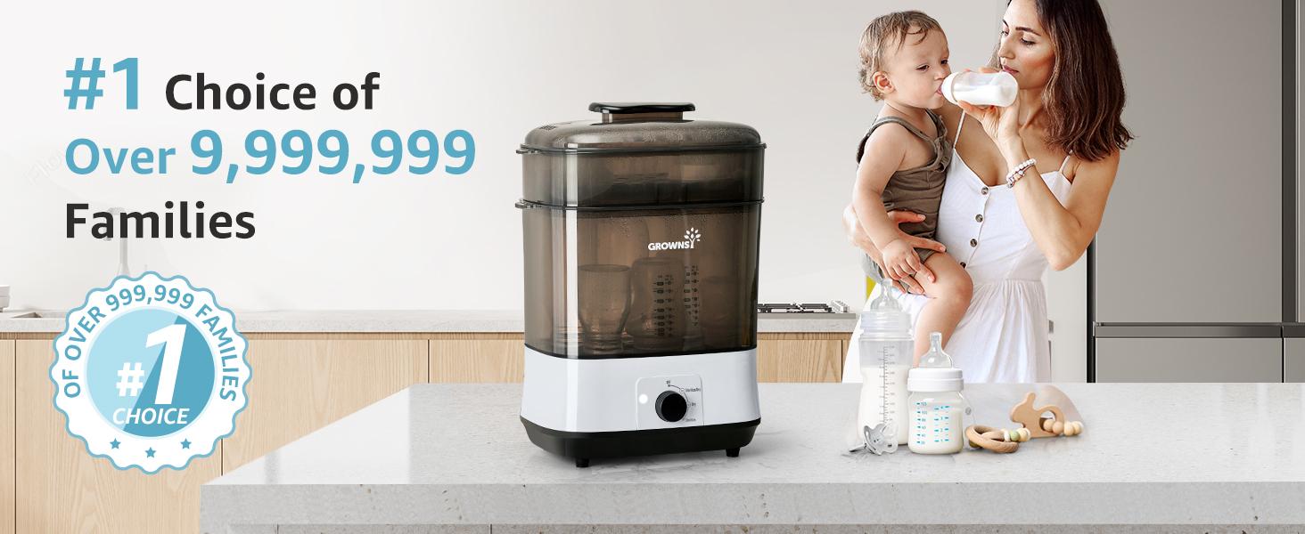 GROWNSY Bottle Sterilizer and Dryer, Electric Steam Baby Bottle Sterilizer, Bottle Sanitizer for Baby Bottles & Pacifiers, Breast Pump Parts