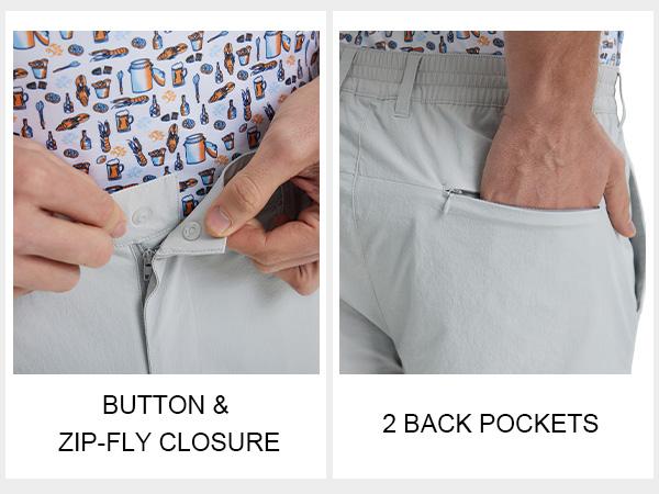 MAELREG Mens Plain Waterproof Pants, Lightweight Stretch Golf 5-Pocket Workwear Utility Trousers Outdoor Menswear