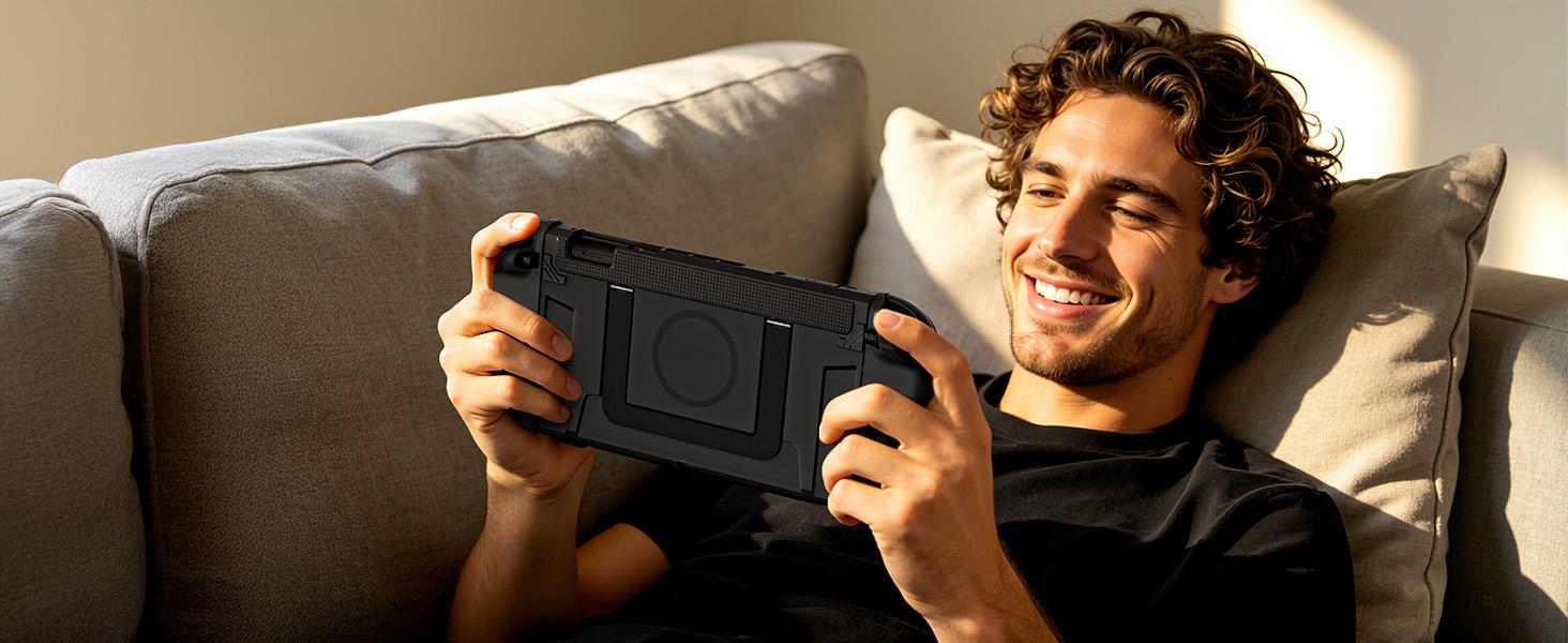 COOWPS Split Protective Console Case for Nintendo Switch 2, TPU Middle Frame & PC Face Cover, Non-Slip Ergonomic Grip, 12 Game Card Storage, Stand-Supporting, Shock-Absorbent, Anti-Scratch Handheld Gaming Accessories