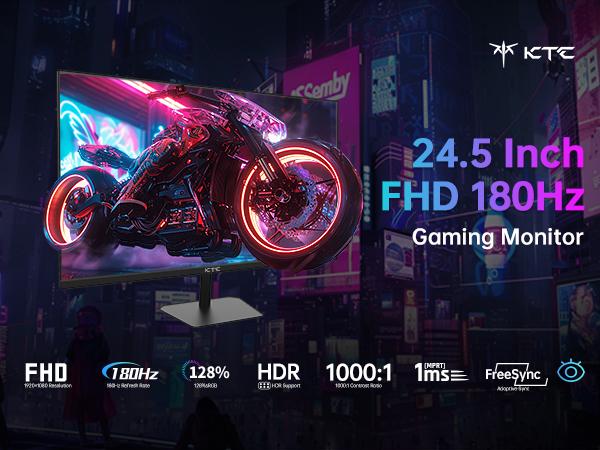 KTC 25" 180Hz FHD 1920*1080P Fast IPS Gaming Monitor, 128% sRGB Frameless Computer Monitor, HDR10, Adaptive Freesync & G-Sync, Eye Care PC Gamer Monitor, HDMIx2, DP, VESA Mountable, Tilt Adjustable, H25T7