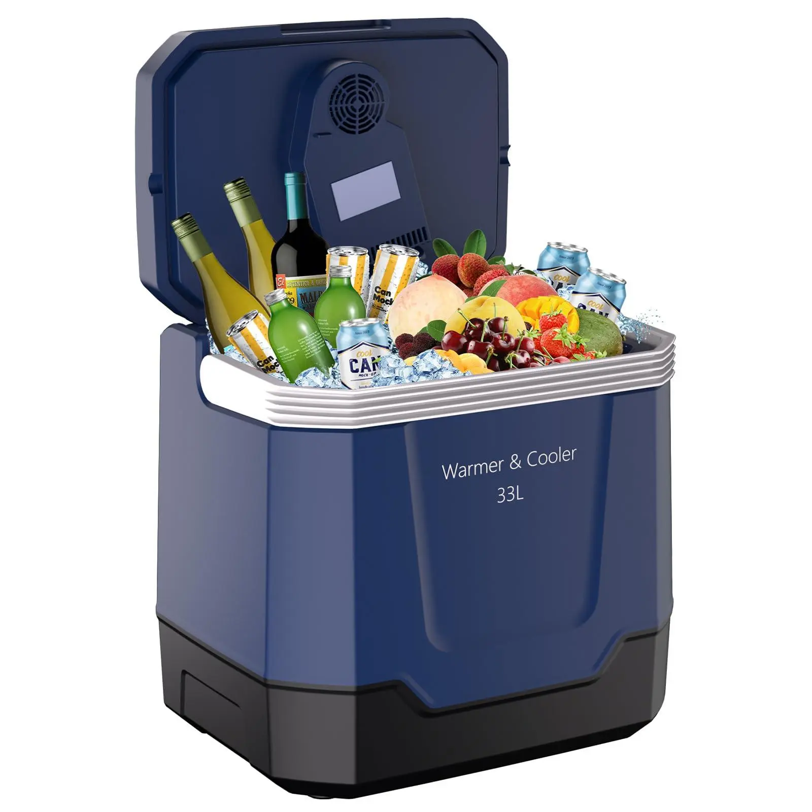 35 Quart (33 L) Electric Cooler & Warmer, Portable Car Refrigerator with Automatic Locking Handle, 12V Car Cooler for Vehicle&110V AC Home Power Cord
