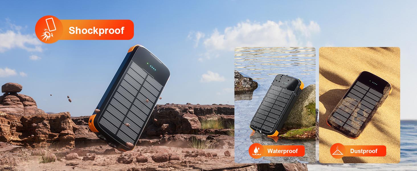 40000mAh Power Bank: Built-in 4-wire high-power flashlight solar power bank, a reliable choice for outdoor travel, compatible with various models of mobile phones and tablets. Smartphone Portable Battery Powered Durable Lithium Battery