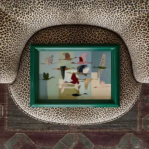 Modern Folk Art Crane Print - Whimsical Colorful Bird Illustration, Maximalist Wall Decor, Vibrant Animal Art Poster for Home [Unframed]