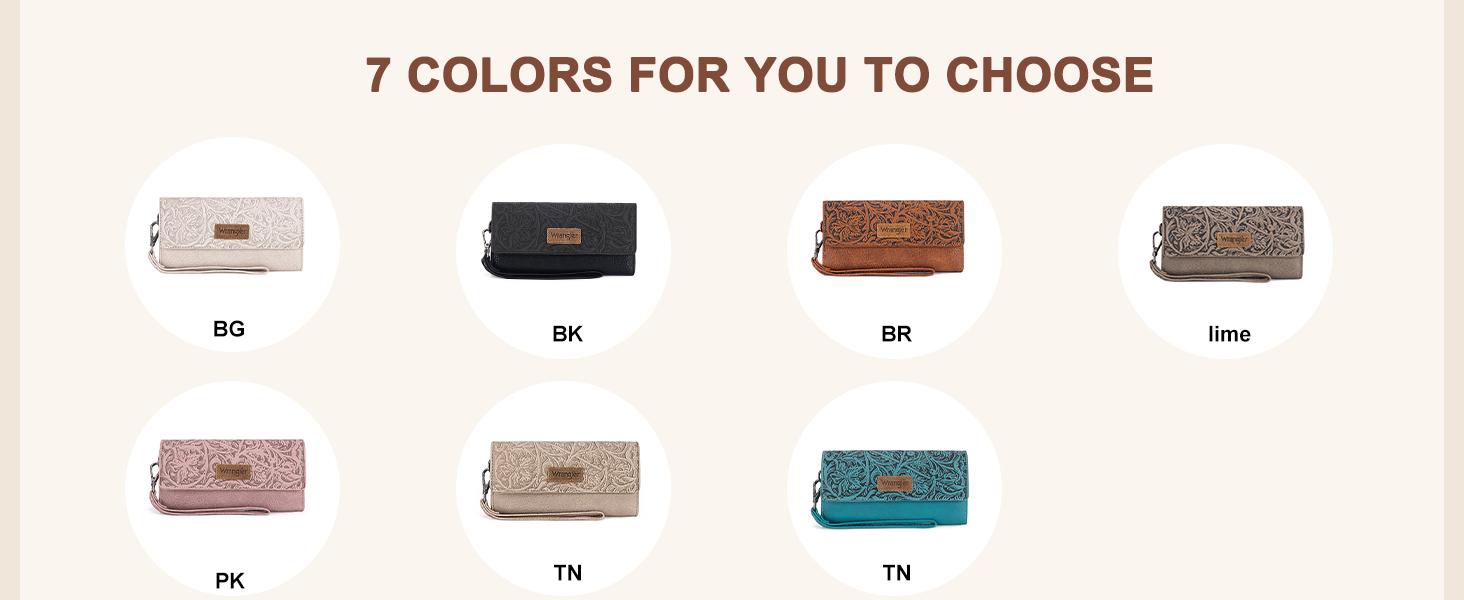 Wrangler Western RFID Wallets for Women Trifold  Anti-Theft Wristlet Wallets Women Clutch Wallet with Coin Purse everyday purse