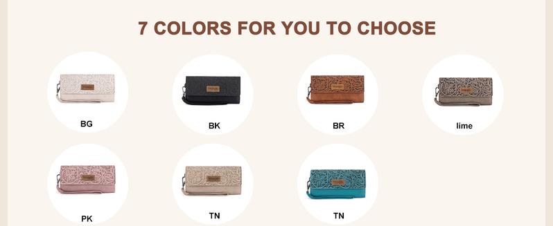 Wrangler Western RFID Wallets for Women Trifold  Anti-Theft Wristlet Wallets Women Clutch Wallet with Coin Purse everyday purse