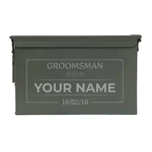 Laser Engraved - GROOMSMAN STARS - [YOUR NAME] Grade 1 Ammo Cans - 30 Cal, 50 Cal or Fat 50