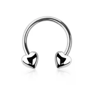 Heart Ends Horseshoe Circular Barbell - 316L Stainless Steel